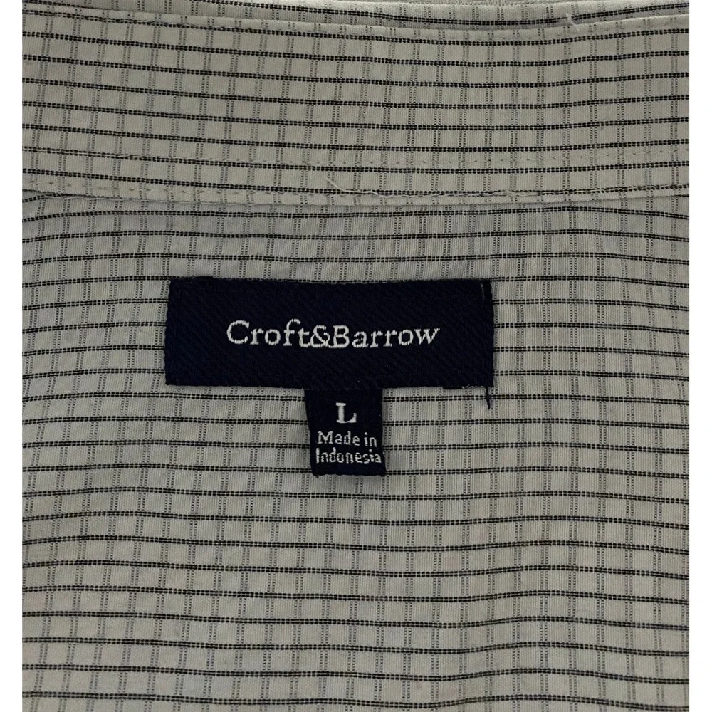 Croft & Barrow Mens Large‎ L Short Sleeve Button Down Shirt Gingham Pattern